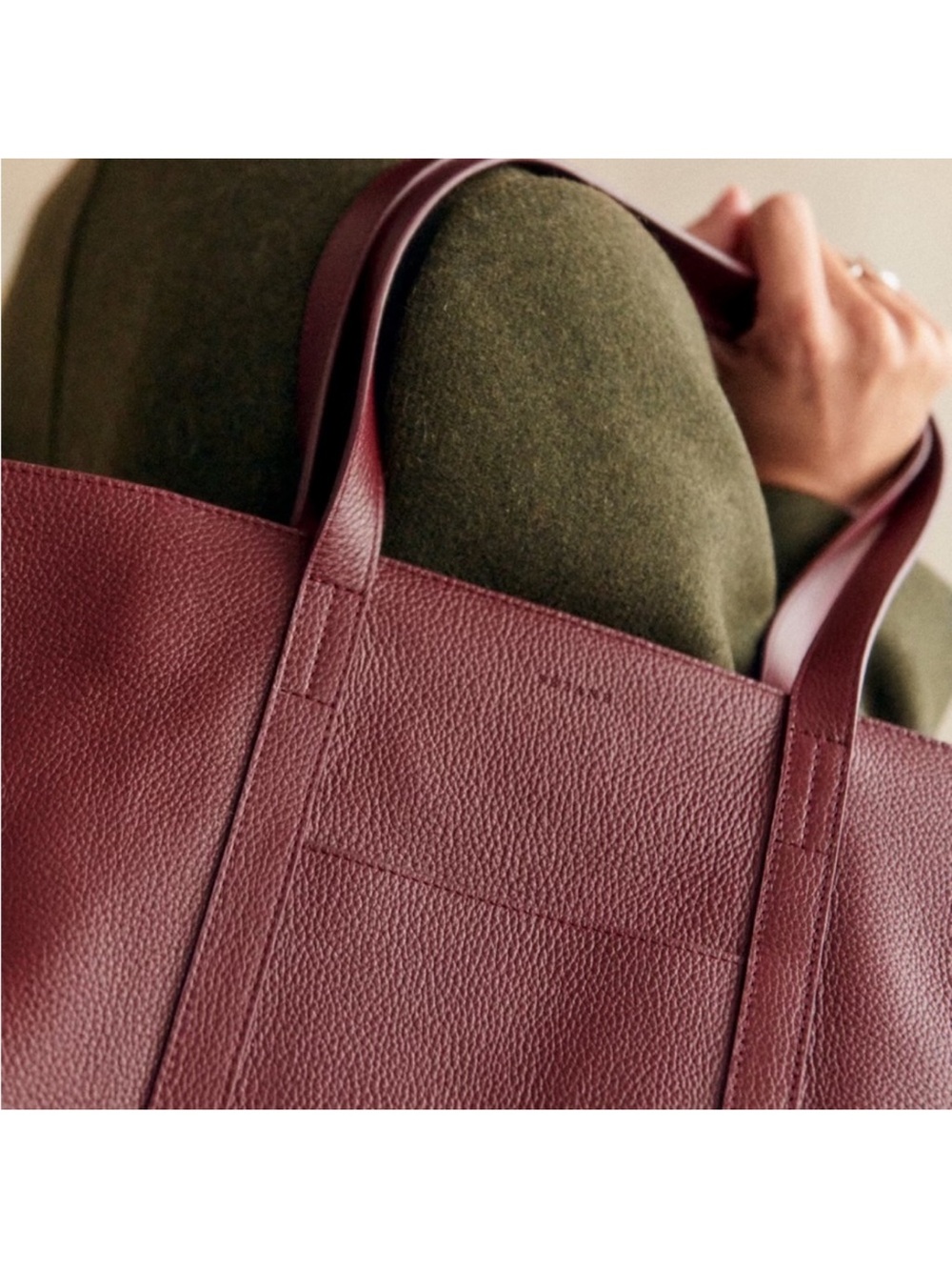 Sezane Gabin Bag - Burgundy Grained Leather - Picture 11 of 12